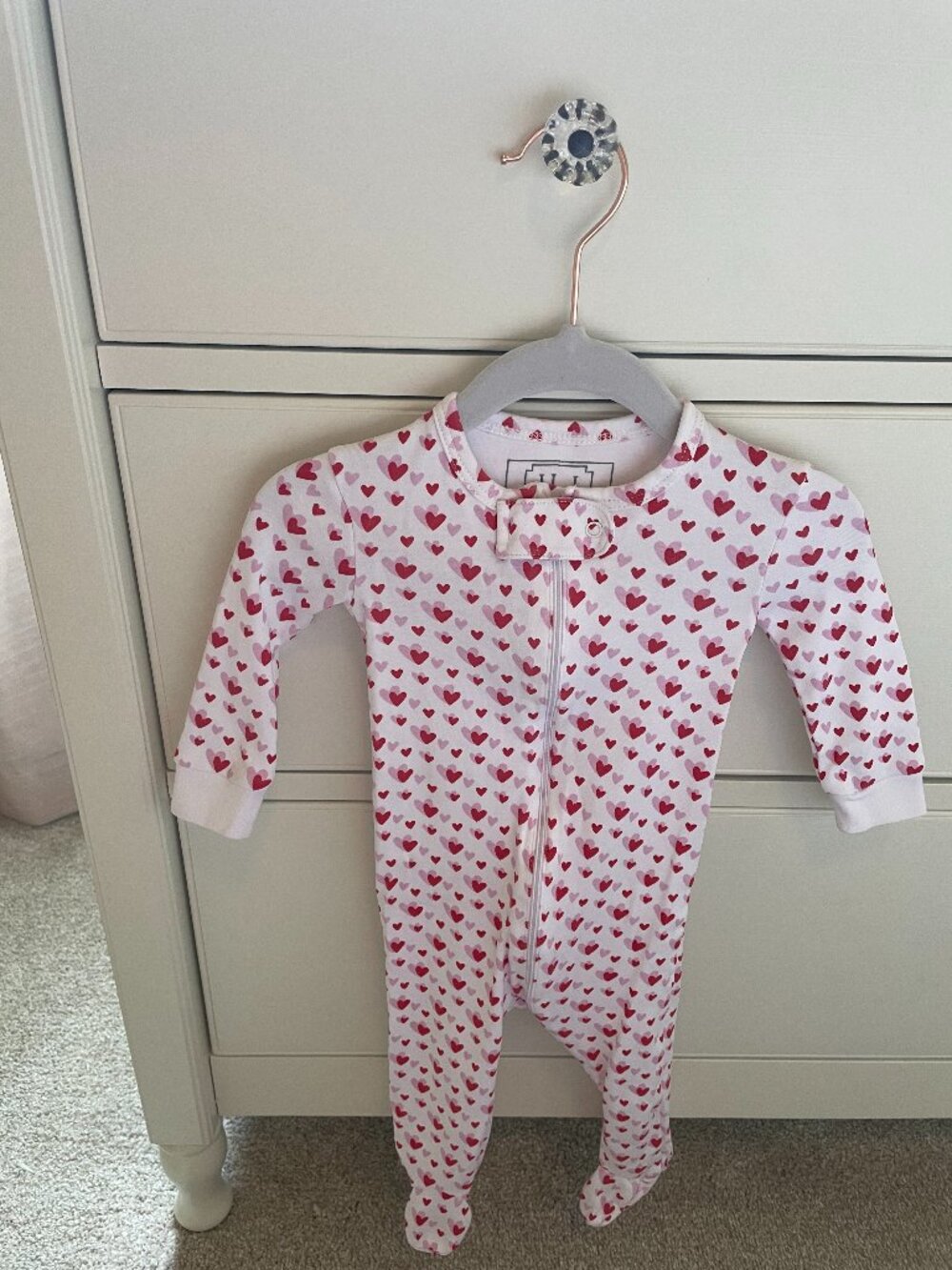 Lila and Hayes Baby Girl Red and Pink Heart Valentine Pajamas Size 3-6M